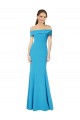 Compra Azul Verde pavo real Cubierta Hombros Descubiertos Crepé Elástico Largo Formales Vestidos de dama de honor / Vestidos de fiesta
