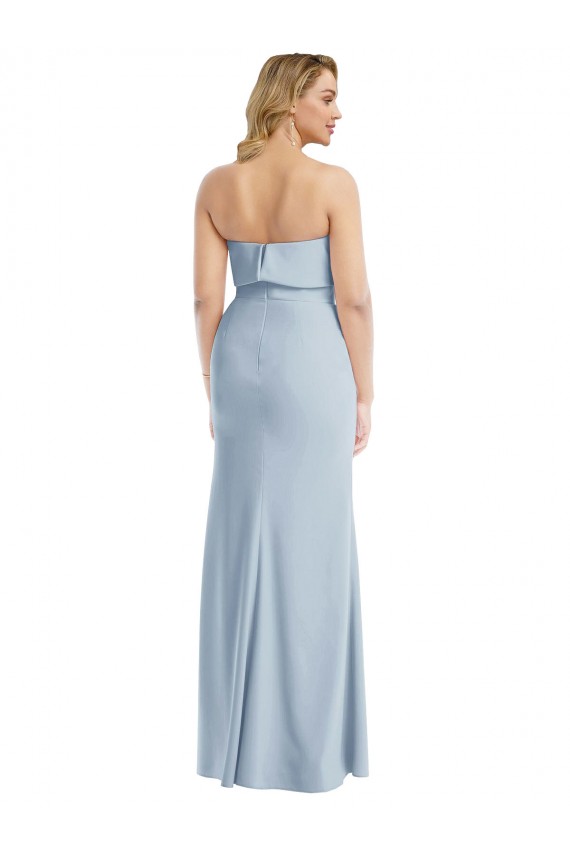 Compra Azul cielo claro Trompeta Sin tirantes Crepé Elástico Largo Vestidos de dama de honor / Vestidos de fiesta