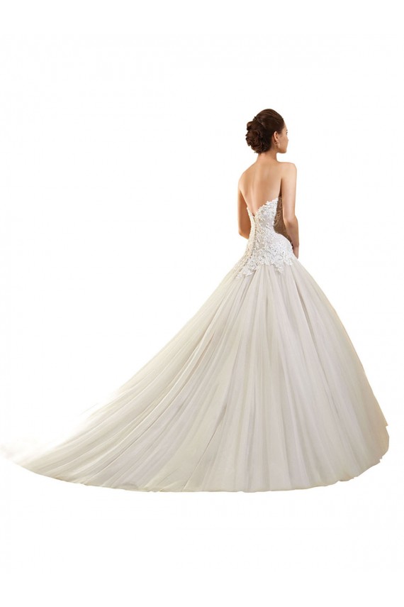 Compra Blanco Cuello de Corazón Cola capilla Tul Encaje Vestidos de novia