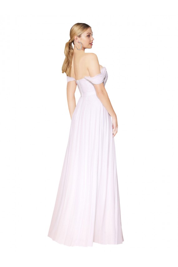 Compra Blanco línea A Hombros Descubiertos Gasa Largo Formales Vestidos de dama de honor / Vestidos de fiesta