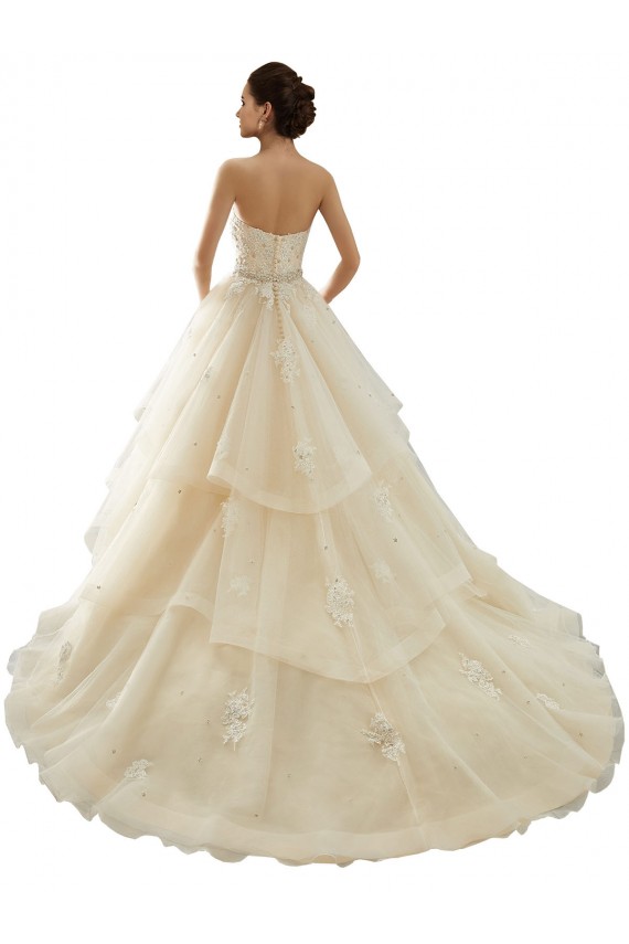 Compra Marfil & Champán Cuello de Corazón Cola capilla Tul Encaje Vestidos de novia
