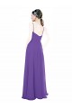 Compra Púrpura línea A Tirantes espagueti Cuello en V Gasa Largo Vestidos de dama de honor