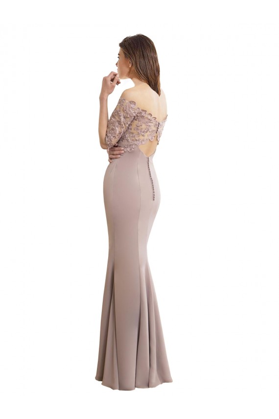 Compra Sirena Cuello Alto Gasa Encaje Largo Vestidos de dama de honor